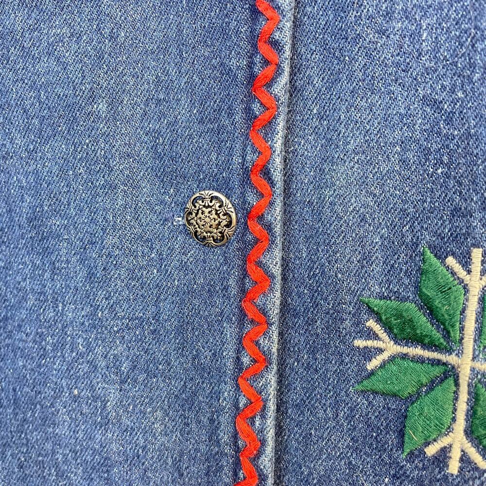 Susan Bristol Vintage Patchwork Embroidered Denim Boho Western Country Vest M - Picture 5 of 12